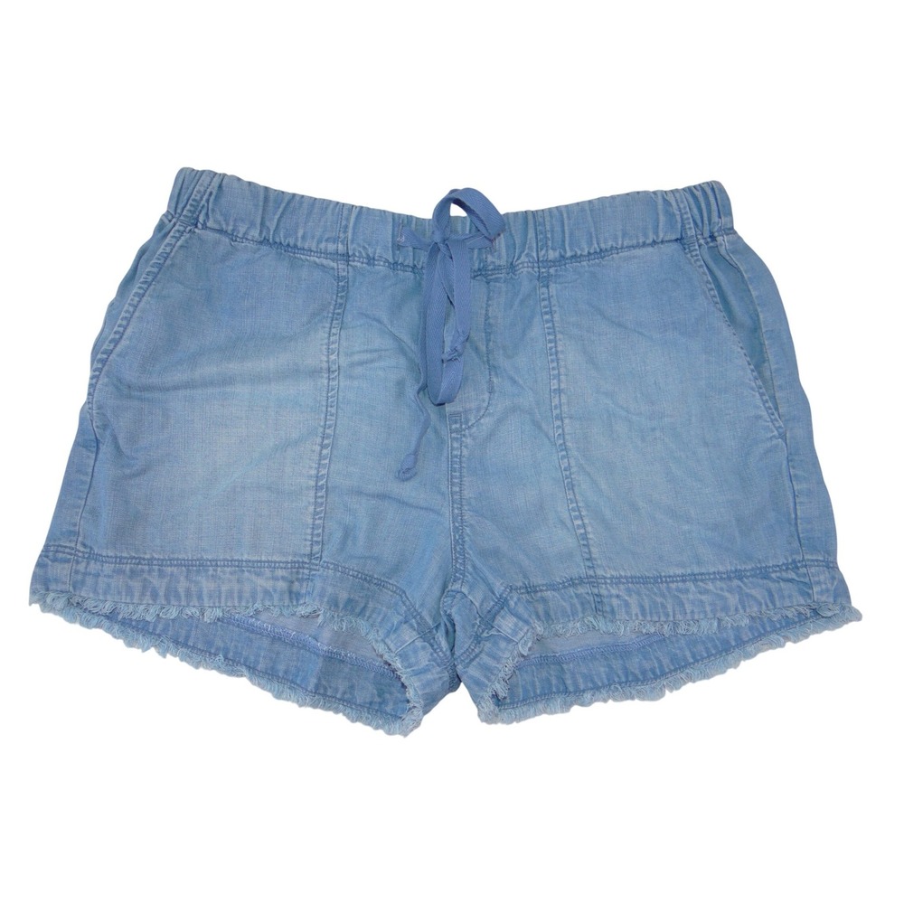 Cloth & Stone Womens Blue Chambray Drawstring Shorts Frayed Hem Small 3232